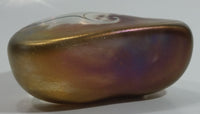 Signed RHAG Handmade In Canada Robert Held Iridescent Clear Swirl Pink Purple Rainbow Heart Shaped Art Glass