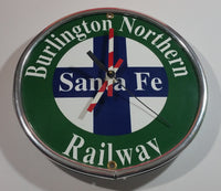 Burlington Northern Railway Sante Fe 9" Round Green Blue White Metal Wall Clock