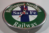 Burlington Northern Railway Sante Fe 9" Round Green Blue White Metal Wall Clock