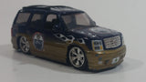 2006 Upper Deck Luxury Ride Series Limited Edition NHL Edmonton Oilers Ice Hockey Team Cadillac Escalade 1/64 Scale Dark Blue and Gold Die Cast Toy Car Vehicle with Rubber Tires