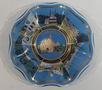 Vintage Disneyland Exclusive Walt Disney Productions Sleeping Beauty's Castle 7 1/2" Diameter Blue Waved Edge Glass Candy Dish / Ash Tray