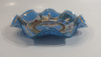 Vintage Disneyland Exclusive Walt Disney Productions Sleeping Beauty's Castle 7 1/2" Diameter Blue Waved Edge Glass Candy Dish / Ash Tray