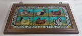 Highly Detailed Joan Baker Designs Hens Chicken Coop Hand Painted Stained Glass Wood Framed Window 13" x 22"