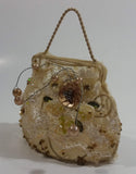 Decorative Lace and Beads Flower Design Metal Wire Framed Purse Bag Ornament