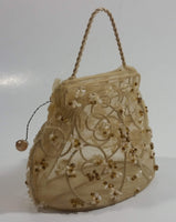 Decorative Lace and Beads Flower Design Metal Wire Framed Purse Bag Ornament