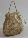 Decorative Lace and Beads Flower Design Metal Wire Framed Purse Bag Ornament