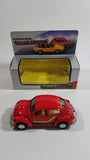 TT No. 1012W Pullback Action Rally Sport Volkswagen Beetle Red Friction Motorized Die Cast Toy Car Vehicle with Opening Doors and Hood in Box