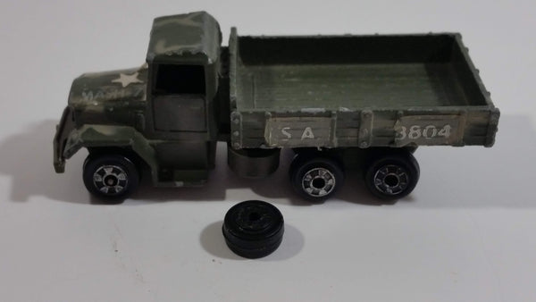 Vintage Zylmex T433 MASH-7 8A-43 USA 8804 Cargo Truck Army Camouflage Green Die Cast Toy Car Vehicle - Wheel Broken Off