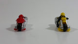 Rare 2005 Hot Wheels Micro Madnetics Exhaustio Yellow and Dragster Red Motorcycle Die Cast Toy Vehicle Fridge Magnets