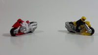 Rare 2005 Hot Wheels Micro Madnetics Exhaustio Yellow and Dragster Red Motorcycle Die Cast Toy Vehicle Fridge Magnets