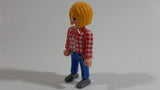 1992 Geobra Playmobil Blonde Woman "Campesina" Jeans and Red/White Plaid Top 3" Tall Toy Figure