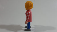 1992 Geobra Playmobil Blonde Woman "Campesina" Jeans and Red/White Plaid Top 3" Tall Toy Figure