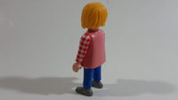 1992 Geobra Playmobil Blonde Woman "Campesina" Jeans and Red/White Plaid Top 3" Tall Toy Figure