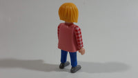 1992 Geobra Playmobil Blonde Woman "Campesina" Jeans and Red/White Plaid Top 3" Tall Toy Figure