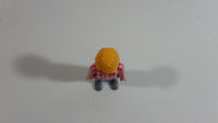 1992 Geobra Playmobil Blonde Woman "Campesina" Jeans and Red/White Plaid Top 3" Tall Toy Figure