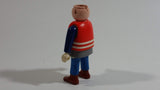 1993 Geobra Playmobil No Hair Man in Blue Bottoms Grey Top Dark Blue Sleeves Covered with Life Preserver Jacket 3" Tall Toy Figure