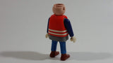 1993 Geobra Playmobil No Hair Man in Blue Bottoms Grey Top Dark Blue Sleeves Covered with Life Preserver Jacket 3" Tall Toy Figure