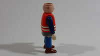 1993 Geobra Playmobil No Hair Man in Blue Bottoms Grey Top Dark Blue Sleeves Covered with Life Preserver Jacket 3" Tall Toy Figure