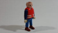 1993 Geobra Playmobil No Hair Man in Blue Bottoms Grey Top Dark Blue Sleeves Covered with Life Preserver Jacket 3" Tall Toy Figure