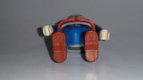 1993 Geobra Playmobil No Hair Man in Blue Bottoms Grey Top Dark Blue Sleeves Covered with Life Preserver Jacket 3" Tall Toy Figure