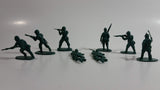 Vintage Blue-Box Toys Green Plastic Army Figures Made in Hong Kong - Lot of 8