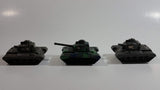 Vintage Blue-Box Toys Green Camouflage Plastic Army Tanks Made in Hong Kong - Lot of 3