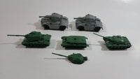 Vintage Blue-Box Toys Green Plastic Army Tanks with 2 Grey Plastic Tanks Made in Hong Kong - Lot of 5