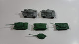 Vintage Blue-Box Toys Green Plastic Army Tanks with 2 Grey Plastic Tanks Made in Hong Kong - Lot of 5