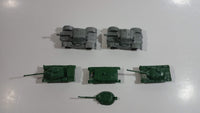 Vintage Blue-Box Toys Green Plastic Army Tanks with 2 Grey Plastic Tanks Made in Hong Kong - Lot of 5