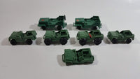 Vintage Blue-Box Toys Green Plastic Jeep Vehicles Made in Hong Kong - Lot of 7