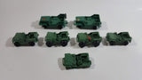 Vintage Blue-Box Toys Green Plastic Jeep Vehicles Made in Hong Kong - Lot of 7