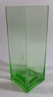 Decorative Uranium Glass Style 7" Tall Square Flower Vase