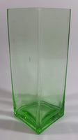 Decorative Uranium Glass Style 7" Tall Square Flower Vase