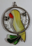 Decorative Metal Framed Stained Glass Parrot Bird Sun Catcher Window Hanging