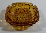 Vintage Mid Century Amber Glass Pebble Bubble Texture Cigarette Ash Tray