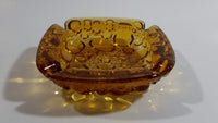 Vintage Mid Century Amber Glass Pebble Bubble Texture Cigarette Ash Tray