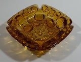 Vintage Mid Century Amber Glass Pebble Bubble Texture Cigarette Ash Tray