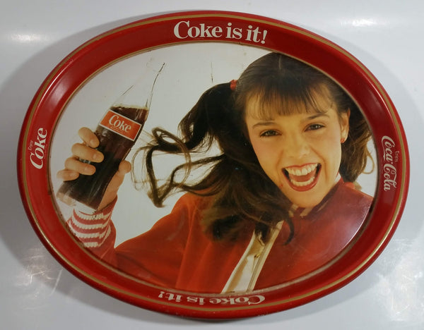 Vintage 1982 Coca-Cola Coke is it! Enjoy Coke Kim Christmas Tray Canadian Edition Metal Beverage Serving Tray