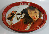 Vintage 1982 Coca-Cola Coke is it! Enjoy Coke Kim Christmas Tray Canadian Edition Metal Beverage Serving Tray