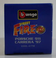 Burago Street Fire No. 4178 Porsche 911 Carrera '97 Red  1/43 Scale Die Cast Toy Car Vehicle New in Box