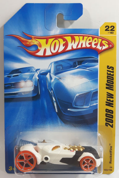 2008 Hot Wheels New Models RocketFire White Die Cast Toy Car Vehicle - New in Package