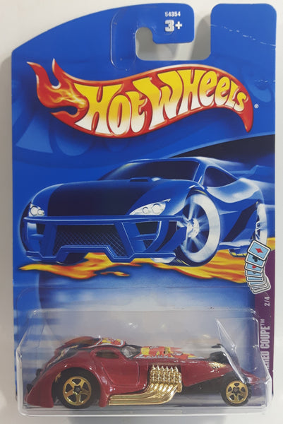 2002 Hot Wheels Trump Cars Hammered Coupe Metalflake Dark Red Die Cast Toy Car Hot Rod Vehicle New in Package