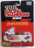 1997 Edition Racing Champions NASCAR #32 Dale Jarrett White Rain Racing Team Ford Taurus White and Red 1/144 Scale Tiny Micro Die Cast Race Car Vehicle with Semi Truck Cab and Trailer Set - New in Package Sealed