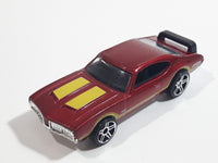 2010 Hot Wheels Hot Auction Olds 442 Metallic Red Die Cast Toy Muscle Car Vehicle