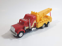 Unknown Brand Semi Tow Truck Red and Yellow Plastic Die Cast Toy Car Vehicle