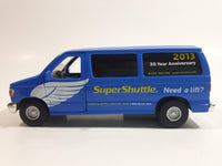 2013 Tins Toys T658 / T634 Ford E Series E-350 Cargo Van Super Shuttle 30 Year Anniversary Blue 1:43 Scale Pullback Friction Motorized Die Cast Toy Car Vehicle with Opening Doors