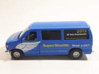 2013 Tins Toys T658 / T634 Ford E Series E-350 Cargo Van Super Shuttle 30 Year Anniversary Blue 1:43 Scale Pullback Friction Motorized Die Cast Toy Car Vehicle with Opening Doors