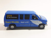 2013 Tins Toys T658 / T634 Ford E Series E-350 Cargo Van Super Shuttle 30 Year Anniversary Blue 1:43 Scale Pullback Friction Motorized Die Cast Toy Car Vehicle with Opening Doors