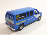 2013 Tins Toys T658 / T634 Ford E Series E-350 Cargo Van Super Shuttle 30 Year Anniversary Blue 1:43 Scale Pullback Friction Motorized Die Cast Toy Car Vehicle with Opening Doors