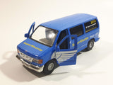 2013 Tins Toys T658 / T634 Ford E Series E-350 Cargo Van Super Shuttle 30 Year Anniversary Blue 1:43 Scale Pullback Friction Motorized Die Cast Toy Car Vehicle with Opening Doors